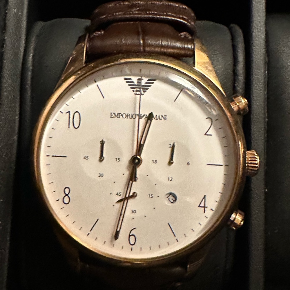 Emporio Armani Men's Brown Leather Strap Watch